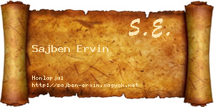 Sajben Ervin névjegykártya